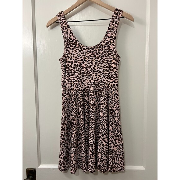 Free People Women's Pink Leopard Cheetah Print Mini Swing Tank Dress Size XS - Picture 2 of 10